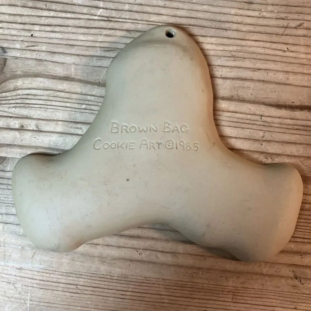 3 VTG 80’s Brown Bag Cookie Art Cookie Molds Press -Clown -bunny Rabbit -Santa